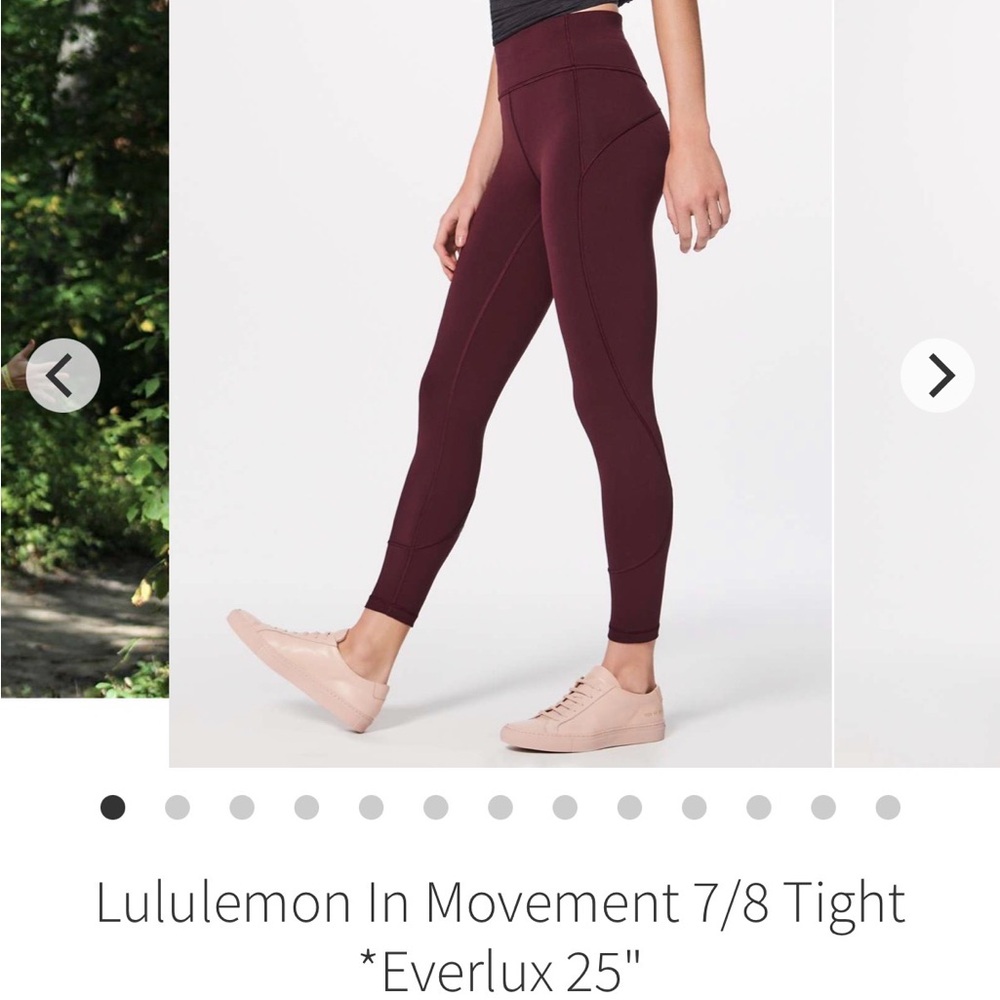 Lululemon In movement Burgundy Leggings